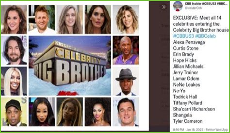   Celebrity Big Brother 2022 cast includes Lamar Odom and Cynthia Bailey    Mon 31 January 2022 16:16    Helen Williams    